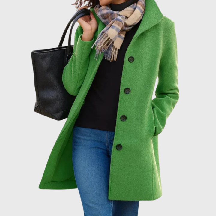 Suzanne | Women's Double-Breasted Coat with Wide Collar and Slant Pockets