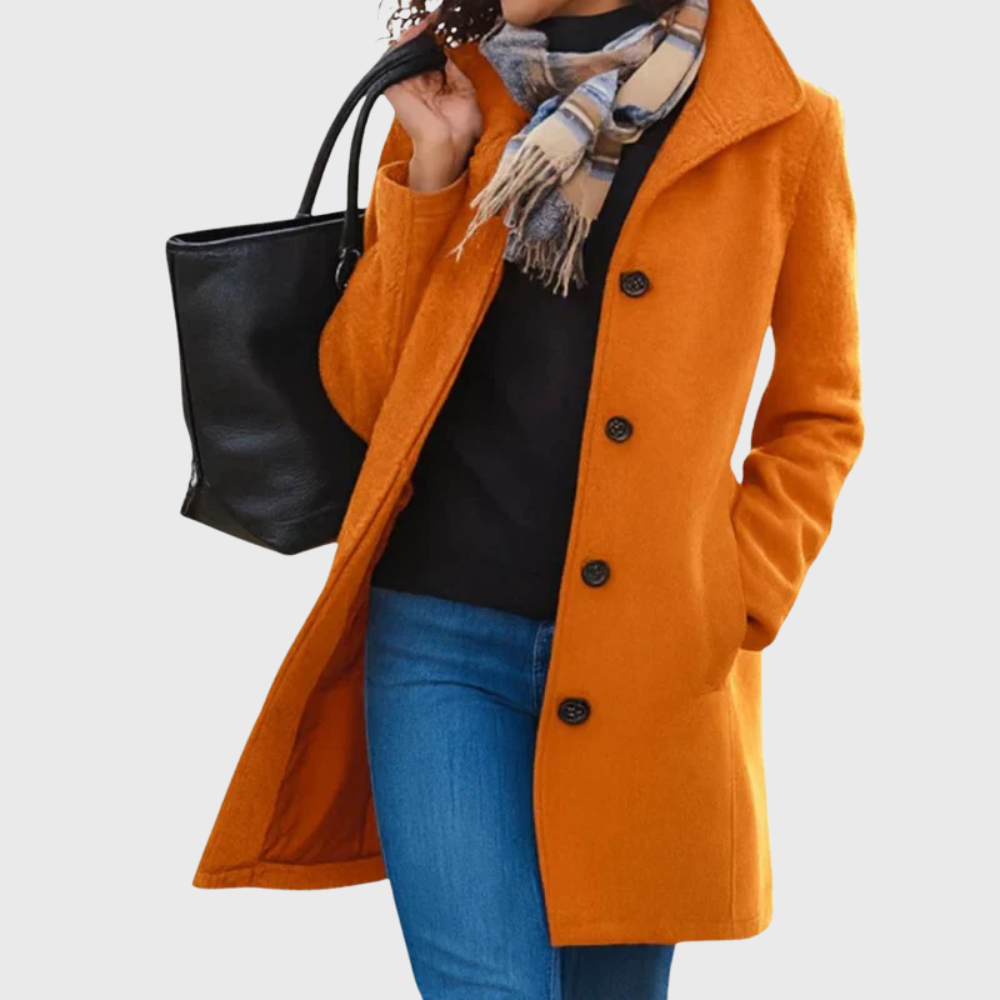 Suzanne | Women's Double-Breasted Coat with Wide Collar and Slant Pockets