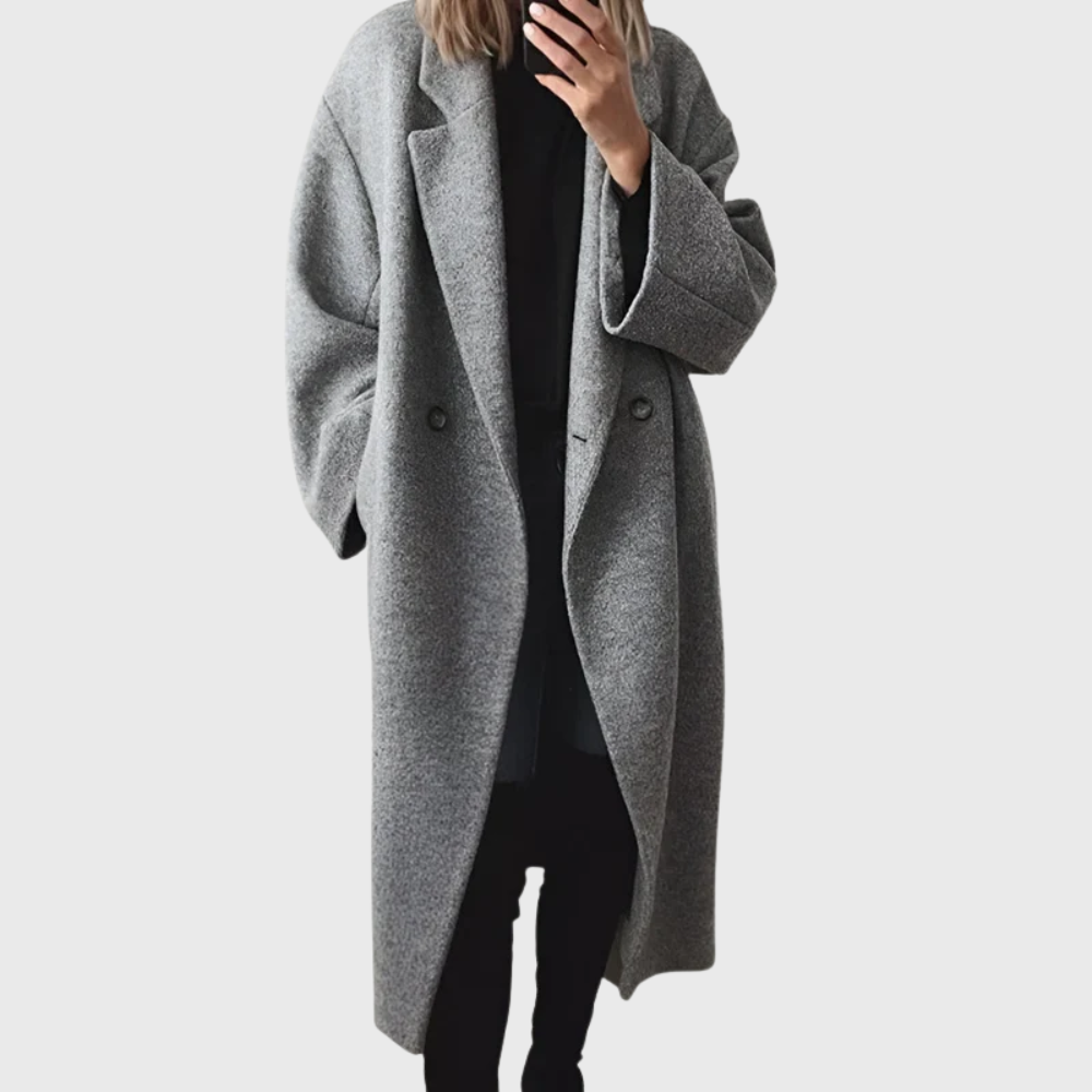 Katell | Women's Longline Hooded Open Coat with Cocoon Line