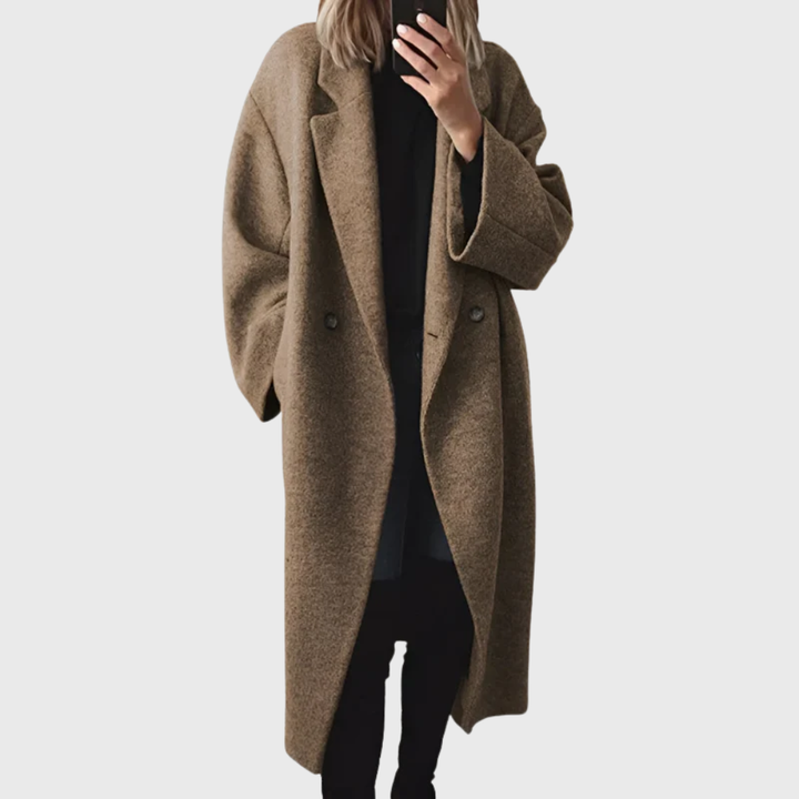 Katell | Women's Longline Hooded Open Coat with Cocoon Line