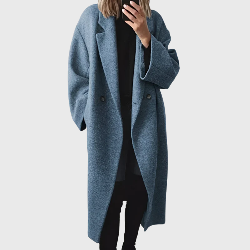 Katell | Women's Longline Hooded Open Coat with Cocoon Line
