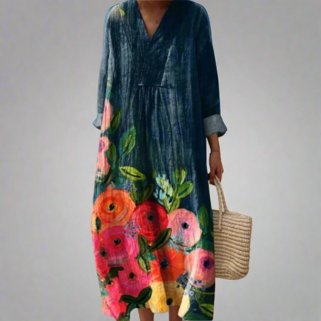 Olivia | Watercolor Floral Cotton Maxi Dress