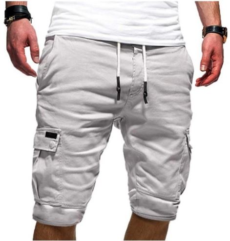 Men's Cargo Shorts with Pockets and Drawstring Waist