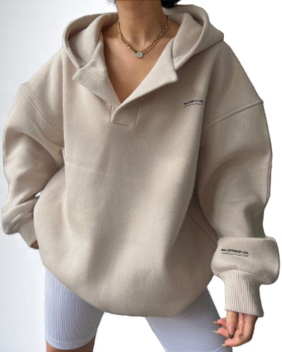 Hina Oversized Hoodie | Zipper Collar