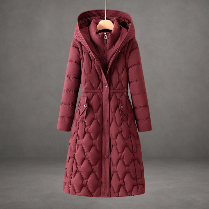 Ombeline | Women's Longline Hooded Quilted Coat with Zip Front