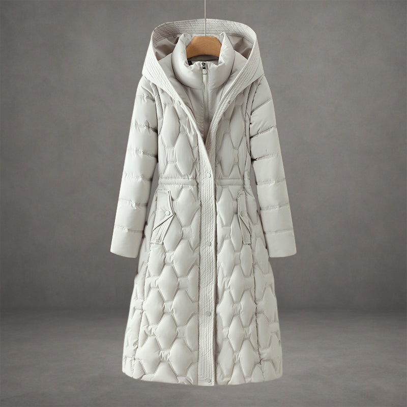 Ombeline | Women's Longline Hooded Quilted Coat with Zip Front