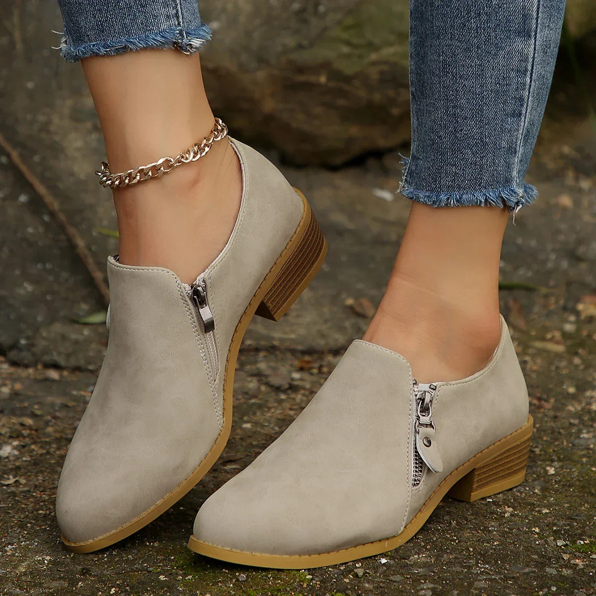 Sophie | SleekShield Zip-Up Ankle Boots