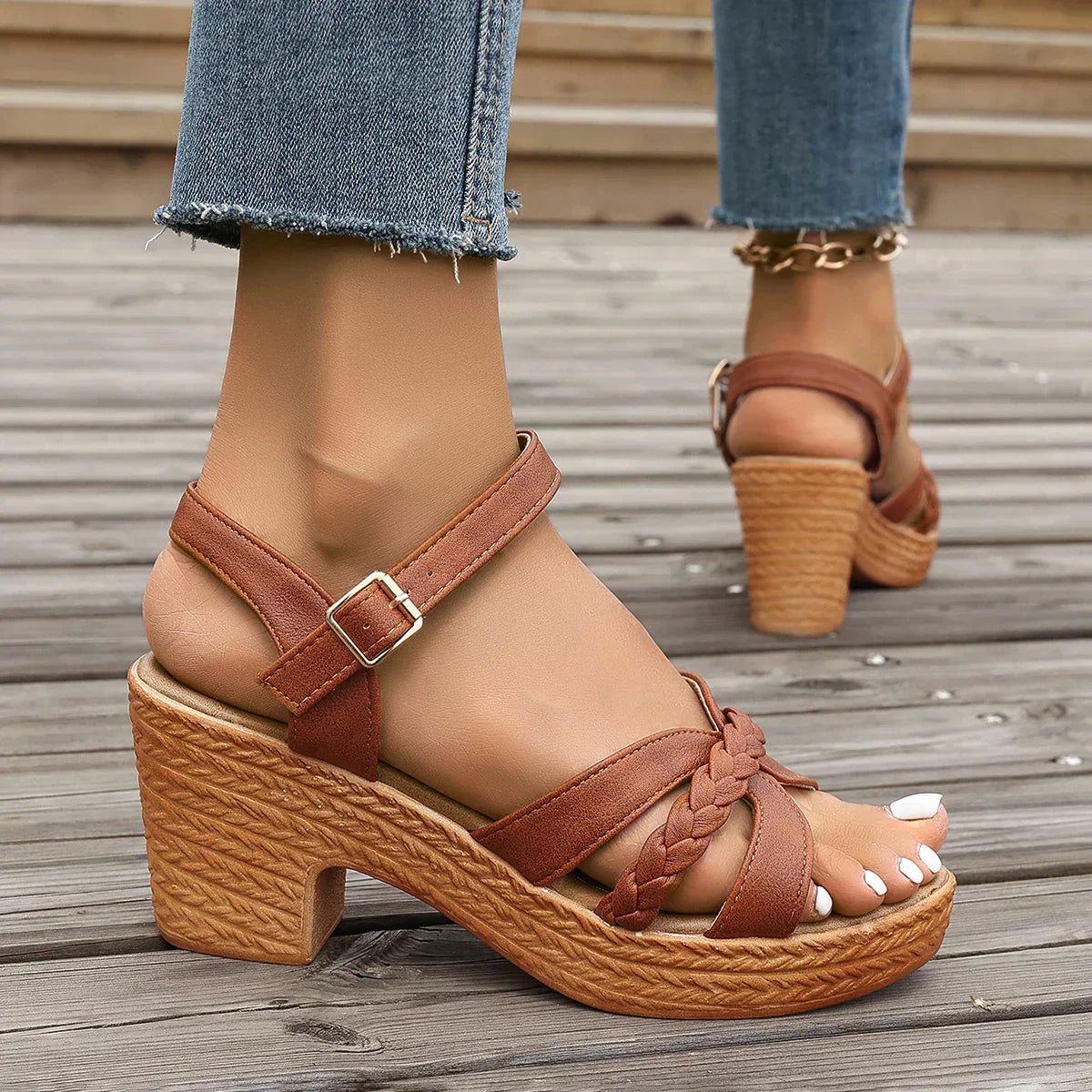 Isabella | Braided Strap Platform Sandals