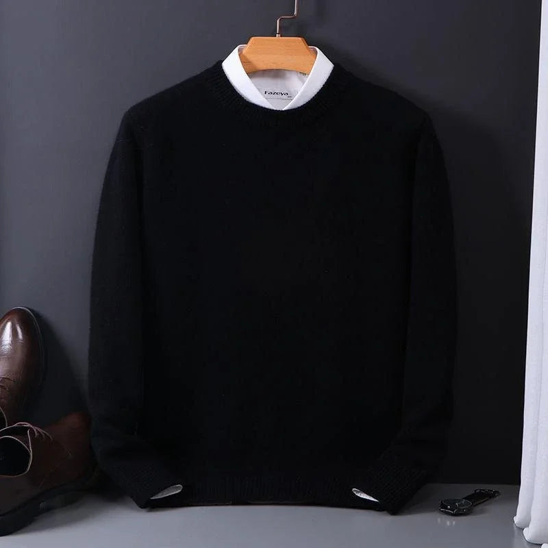 Men's Solid-Tone Crew Neckline Sweater with Long Sleeves and Ribbed Trim