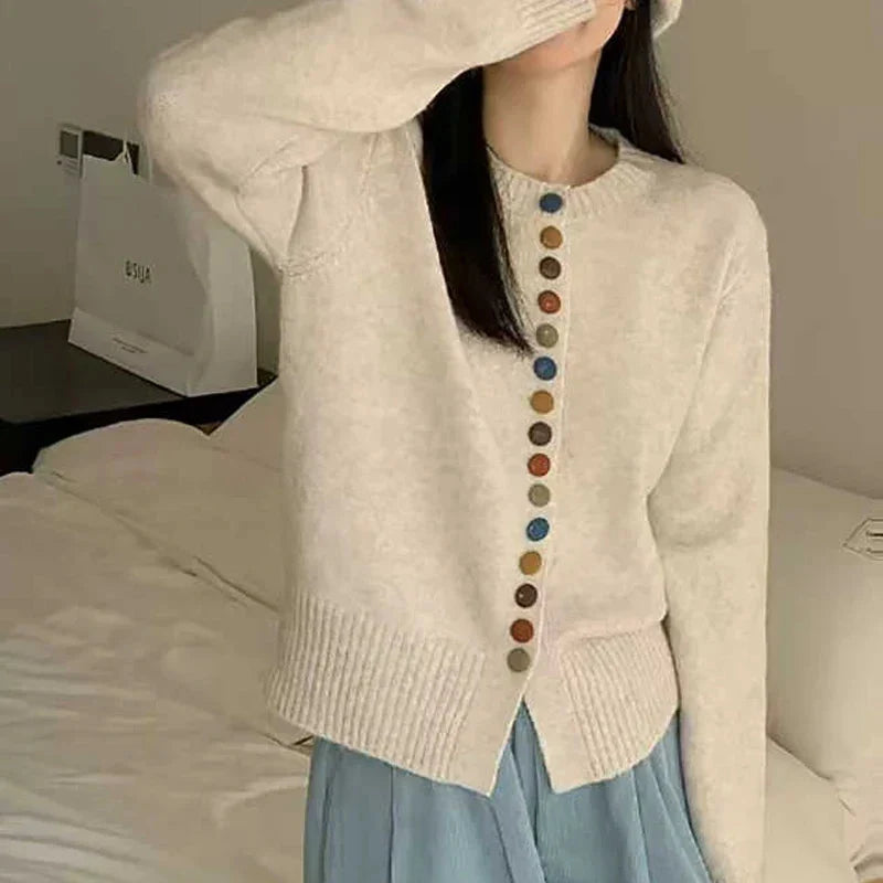 Maelle | Women's Colourblock Cardigan with Contrast Buttons