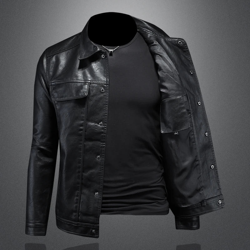 Men's Snap-Front Stand Collar Jacket with Chest Pockets and Shoulder Epaulets