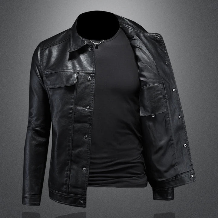 Men's Snap-Front Stand Collar Jacket with Chest Pockets and Shoulder Epaulets