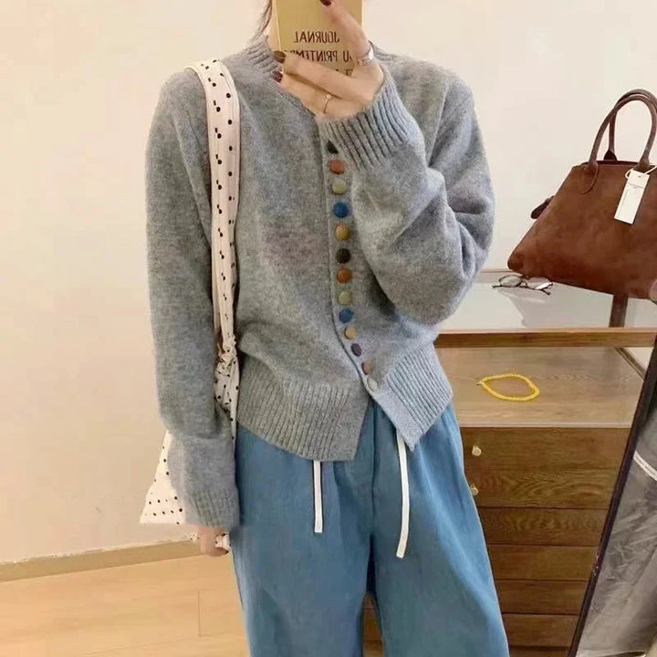 Maelle | Women's Colourblock Cardigan with Contrast Buttons