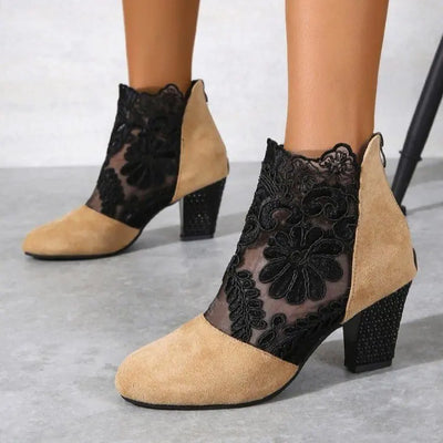 Arabella | Elegant Lacy High Heels Mesh Boots