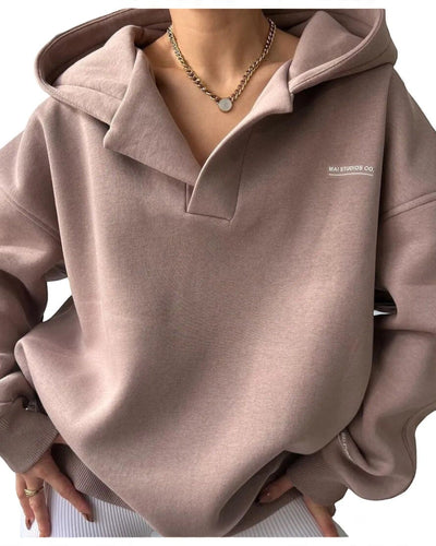 Hina Oversized Hoodie | Zipper Collar
