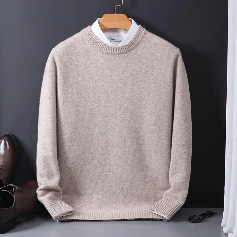 Men's Solid-Tone Crew Neckline Sweater with Long Sleeves and Ribbed Trim