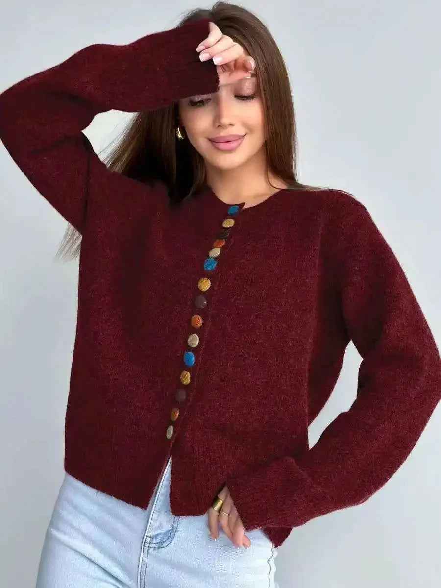 Oceane | Women's Cardigan with Multicoloured Buttons