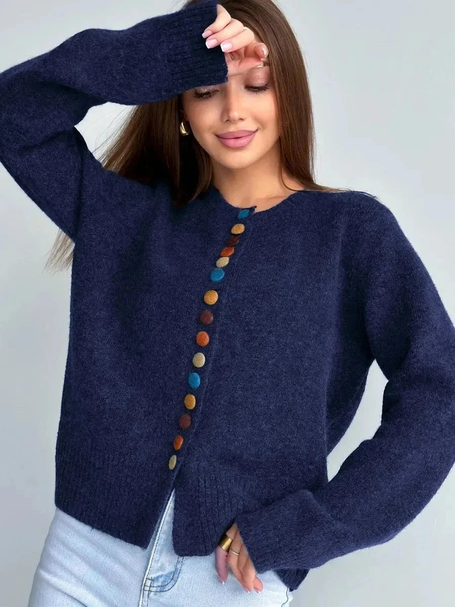 Oceane | Women's Cardigan with Multicoloured Buttons