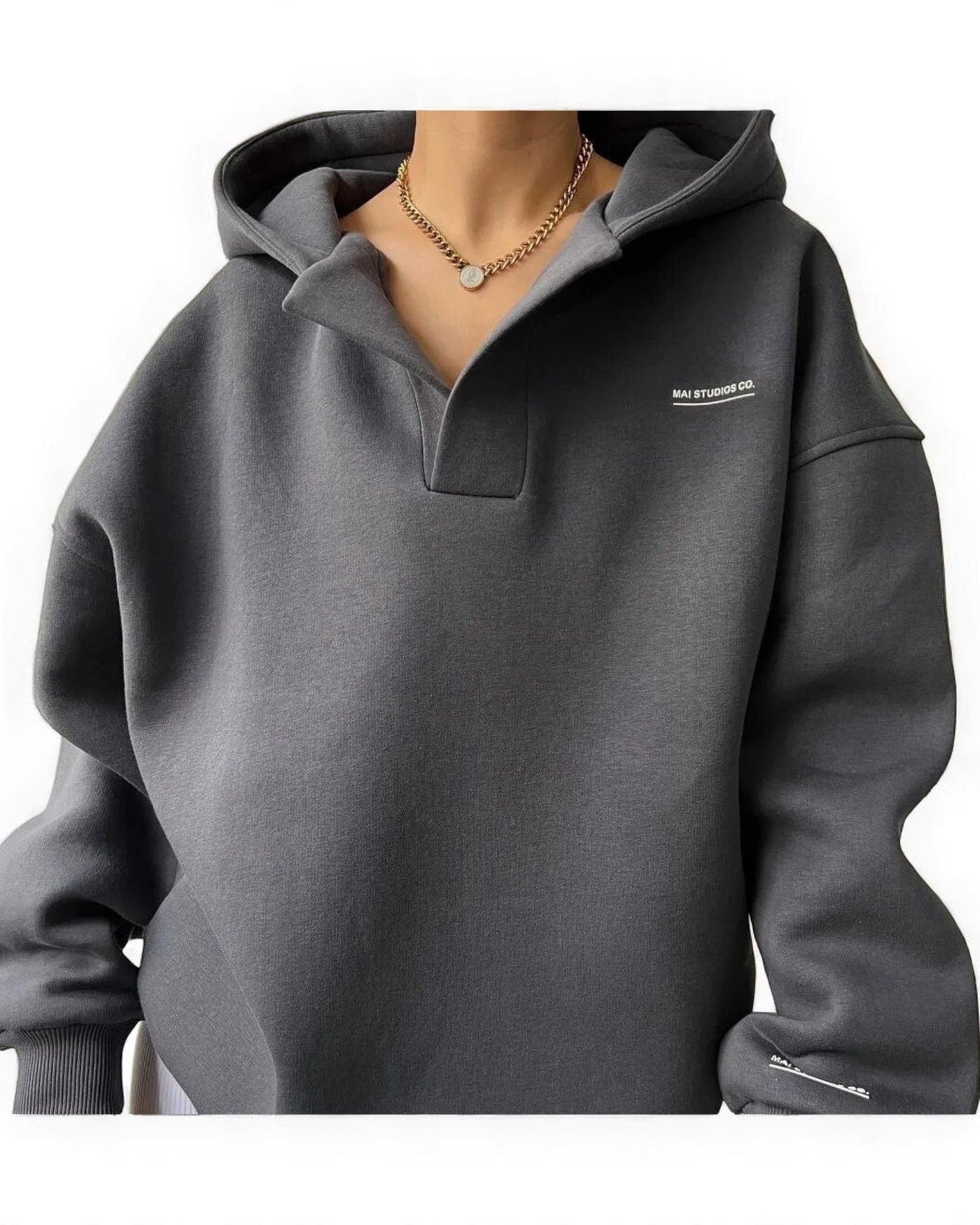 Hina Oversized Hoodie | Zipper Collar