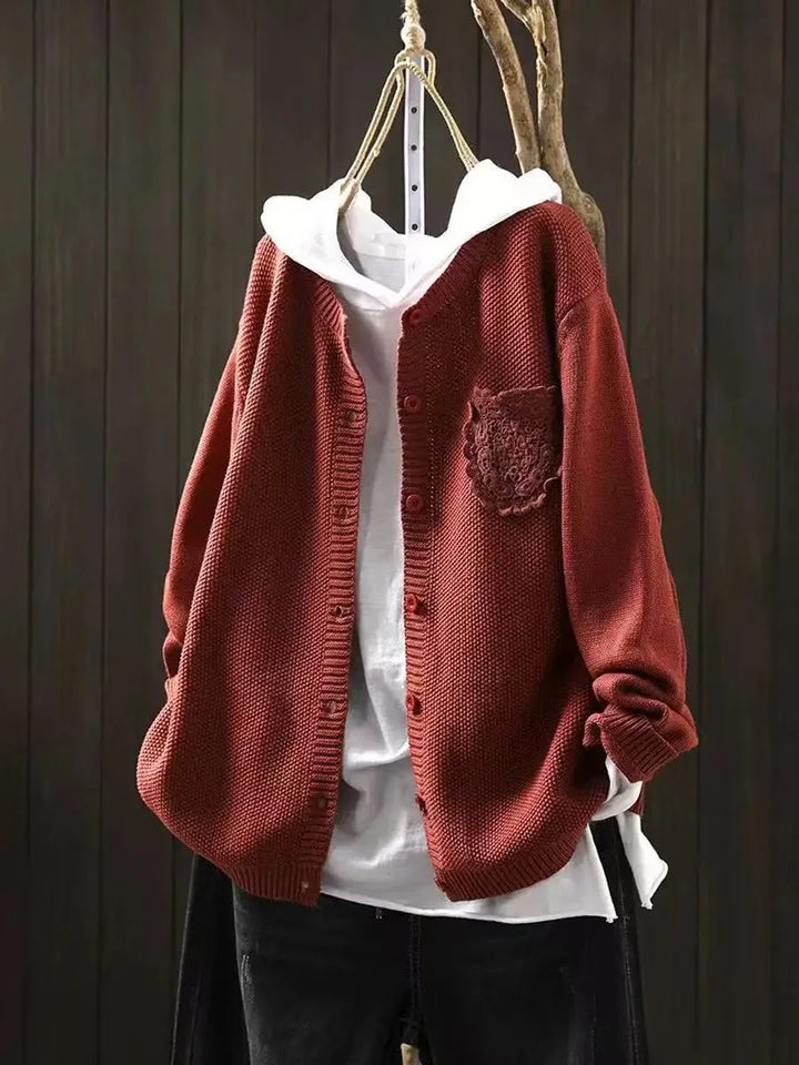 Jeanine | Women's Hooded Knit Cardigan with Chest Pocket