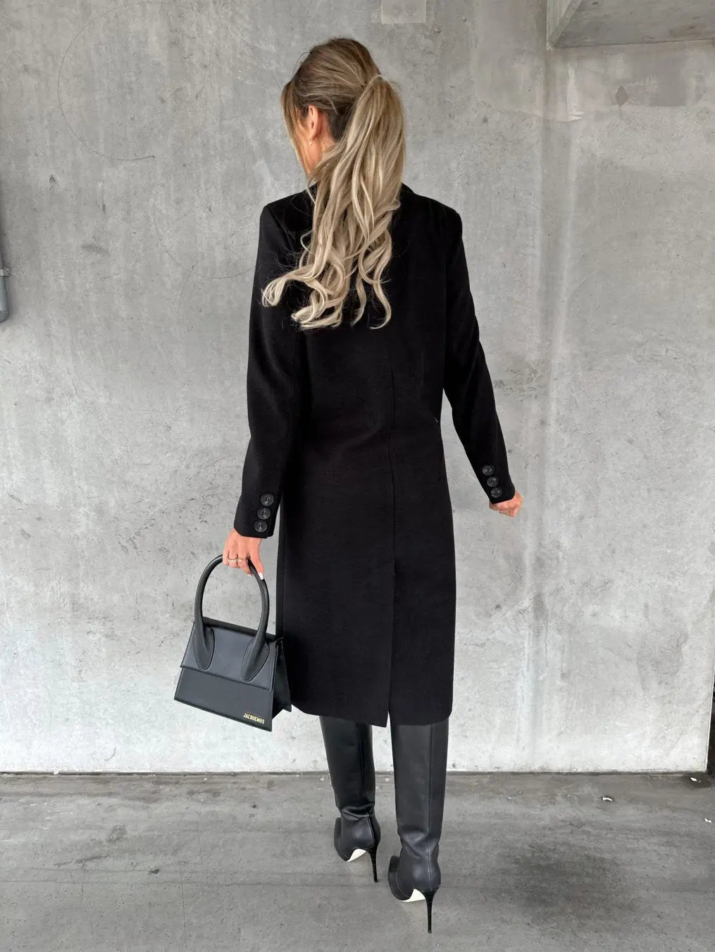 Yvonne | Women's Double-Breasted Longline Coat with Wide Lapel