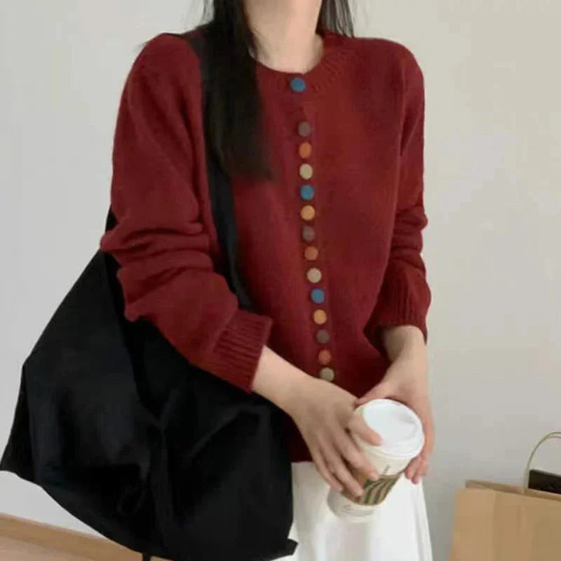 Maelle | Women's Colourblock Cardigan with Contrast Buttons