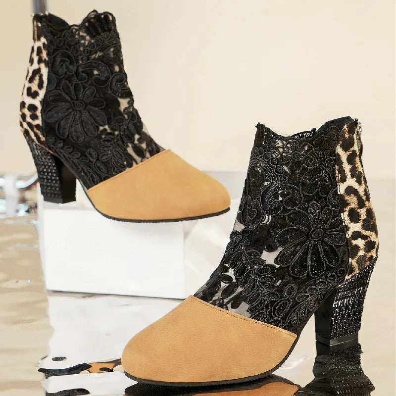 Arabella | Elegant Lacy High Heels Mesh Boots