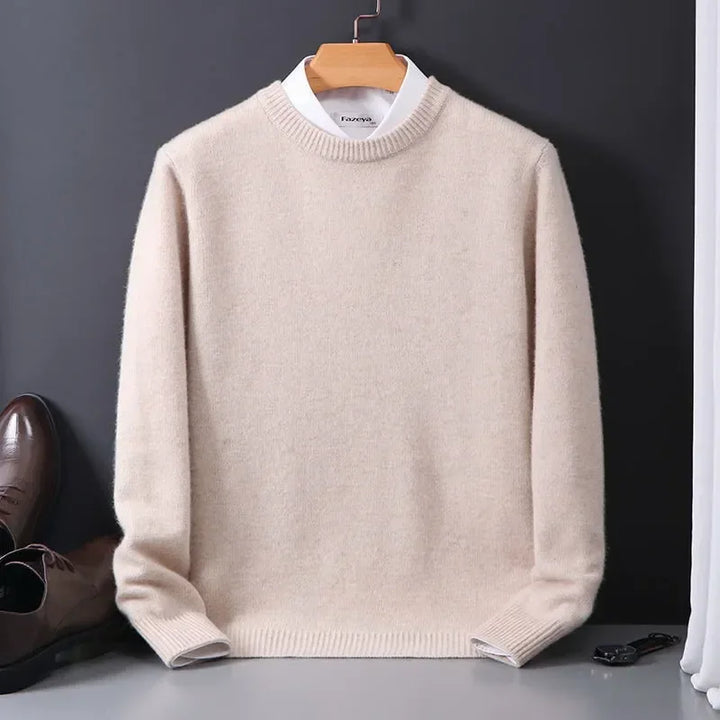 Men's Solid-Tone Crew Neckline Sweater with Long Sleeves and Ribbed Trim
