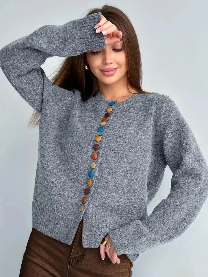 Oceane | Women's Cardigan with Multicoloured Buttons