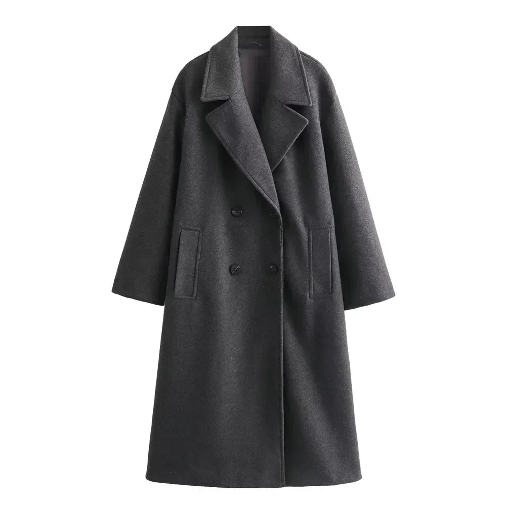 Annemarie | Women's Oversized Double-Breasted Coat with Wide Lapel