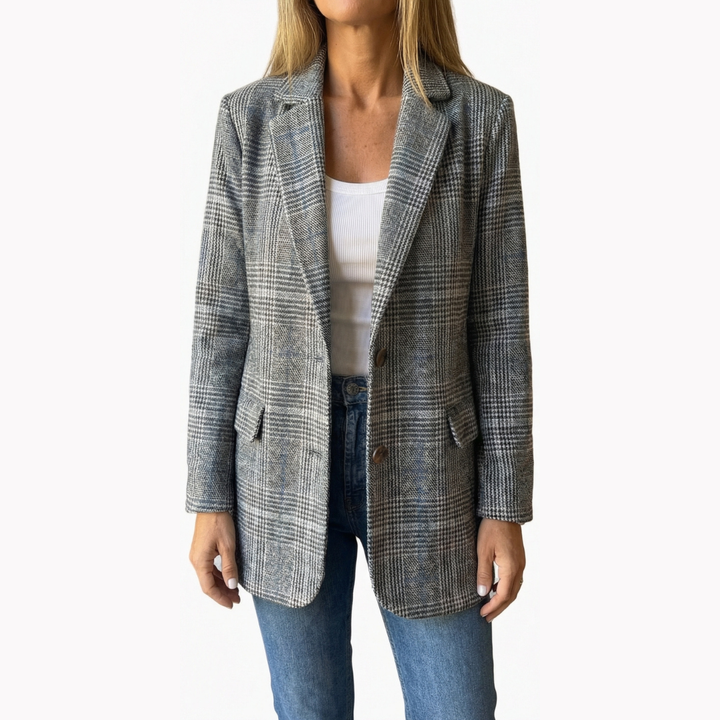 Micheline | Women's Oversized Check Blazer with Notch Lapel