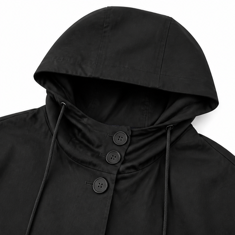 Fanny | Women's Longline Hooded Coat with Concealed Button Front