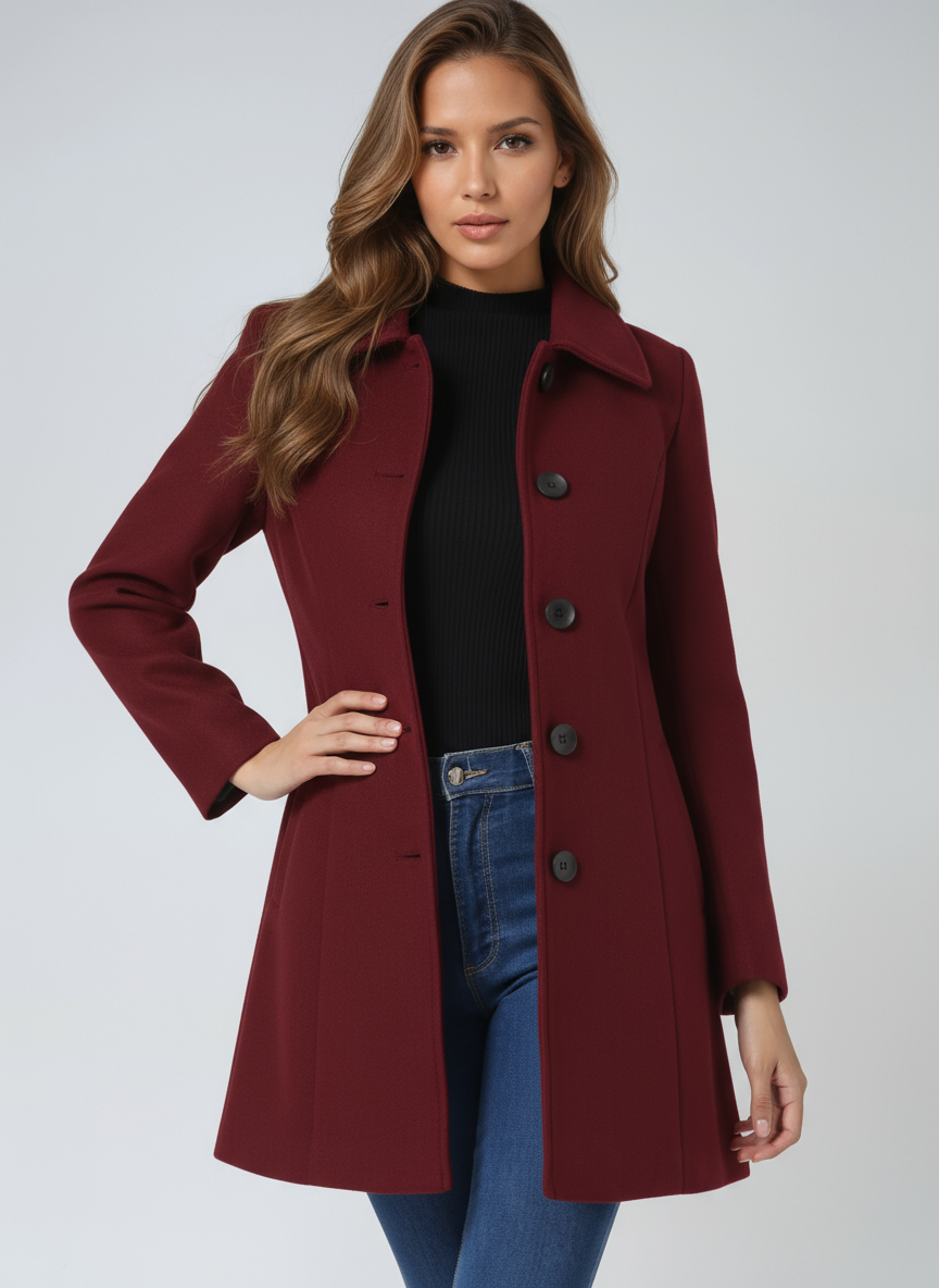 Gwenaelle | Women's Fit-and-Flare Coat with Pointed Collar