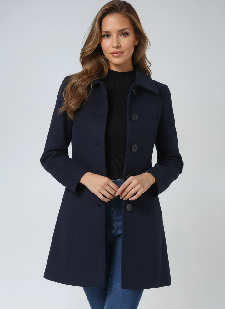 Gwenaelle | Women's Fit-and-Flare Coat with Pointed Collar