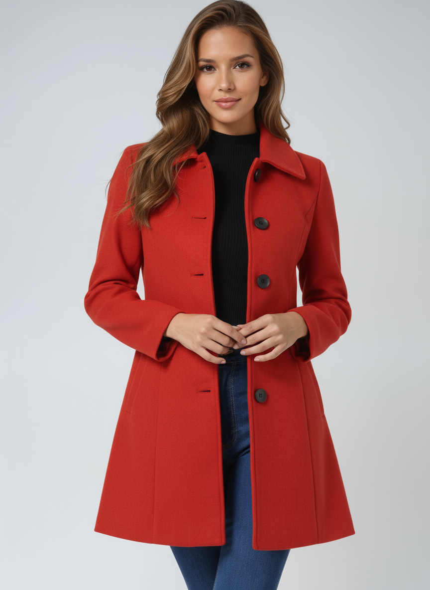 Gwenaelle | Women's Fit-and-Flare Coat with Pointed Collar