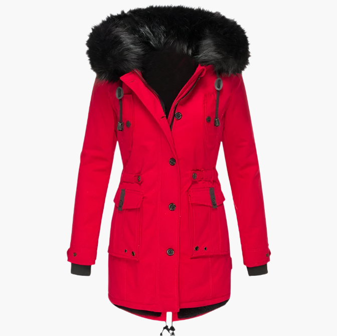 Women's Thick Hooded Parka Coat with Cold Weather Insulation