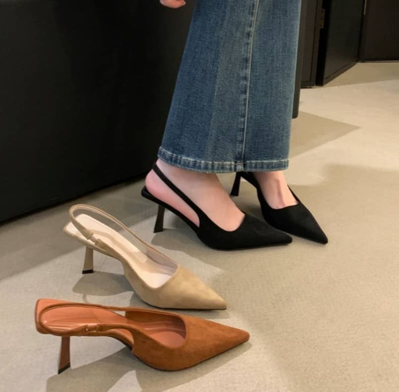 Marlena | Nude Slingback Heels with Slim Heel