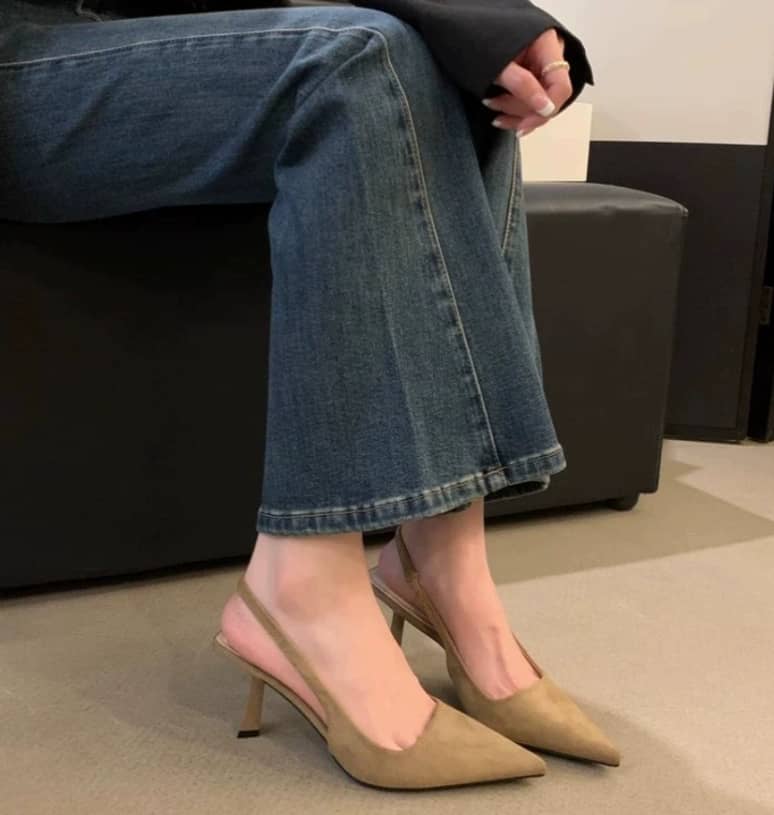 Marlena | Nude Slingback Heels with Slim Heel