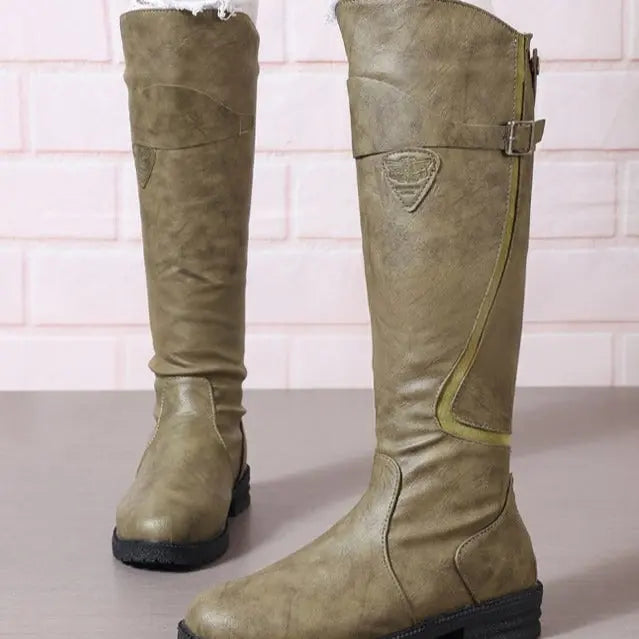 Bertrade | Women's Knee-High Riding Boots with Double Buckle