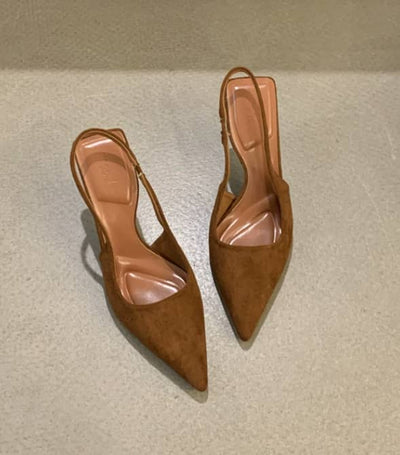 Marlena | Nude Slingback Heels with Slim Heel