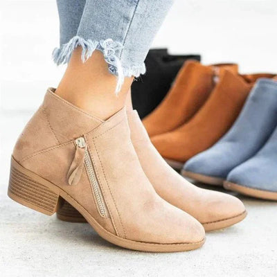 Sophia | Women’s Ankle Boots – Side-Zip Design with Low Heel