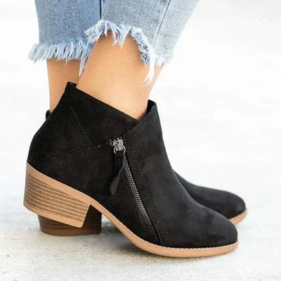 Sophia | Women’s Ankle Boots – Side-Zip Design with Low Heel