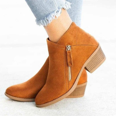 Sophia | Women’s Ankle Boots – Side-Zip Design with Low Heel