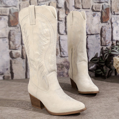 Sophia | Women’s Suede Cowboy Boots with Block Heel