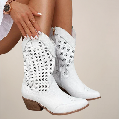 Clara | Women’s Perforated Western Mid-Calf Boots