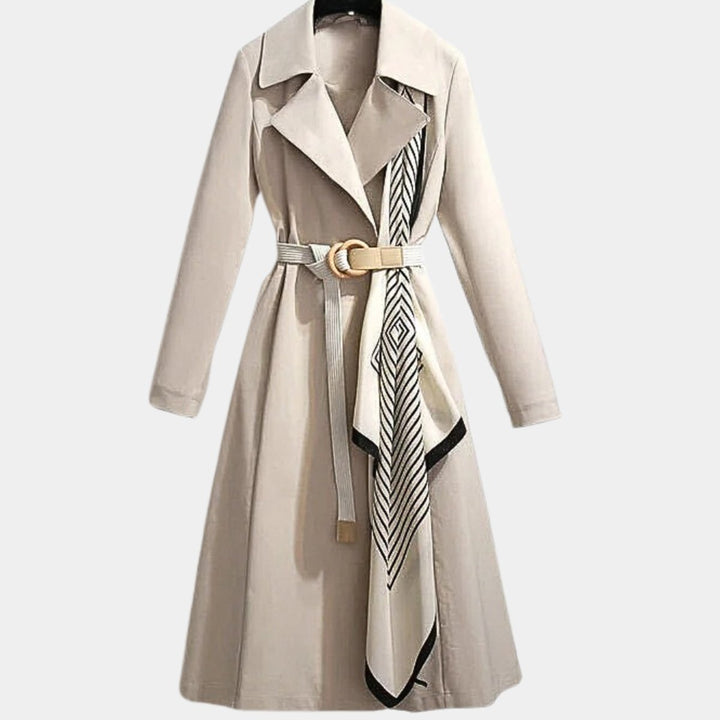 Jeanne | Women's Belted Trench Coat with Scarf Detail