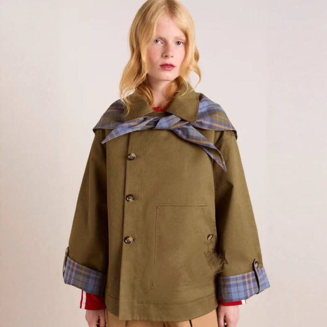Bettina | Women's Cropped Jacket with Check-Lined Hood