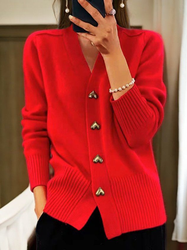 Cerise | Women's Cardigan with Heart-Shaped Buttons