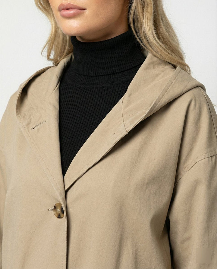 Valerie | Women's Oversized Hooded Coat with Button Front