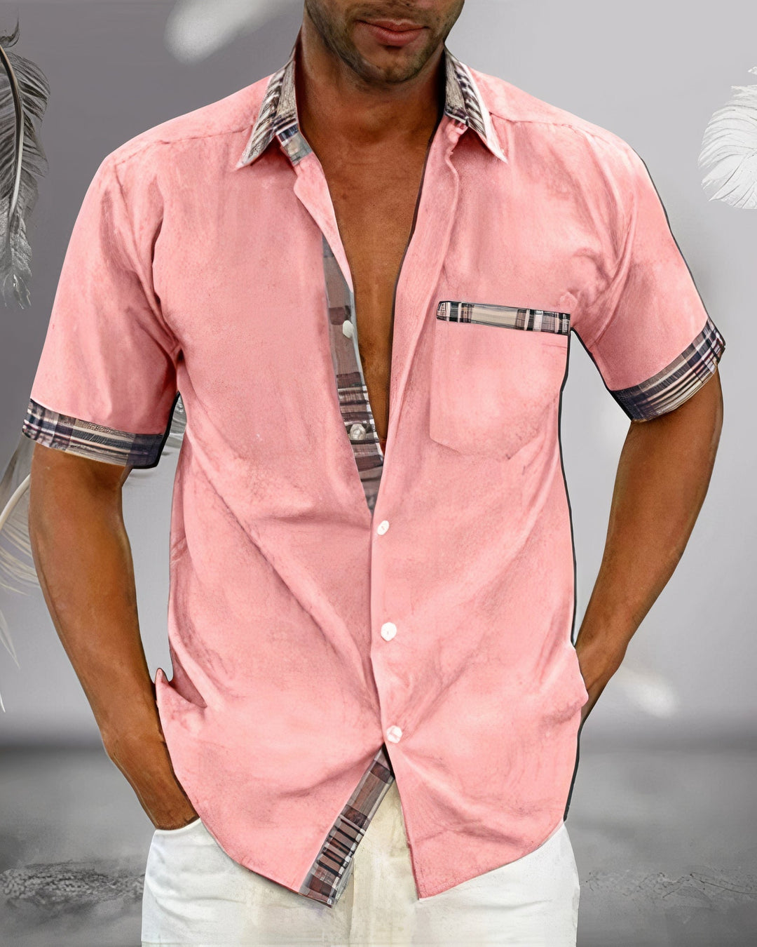 Ace | Men's Plaid Accent Minimalist Button-Down Shirt